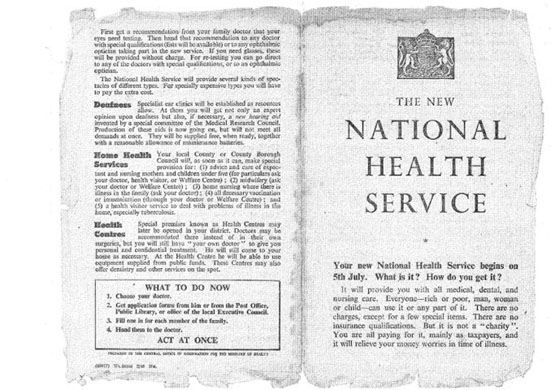 Pages from the first leaflet introducing NHS to British Public in 1948.